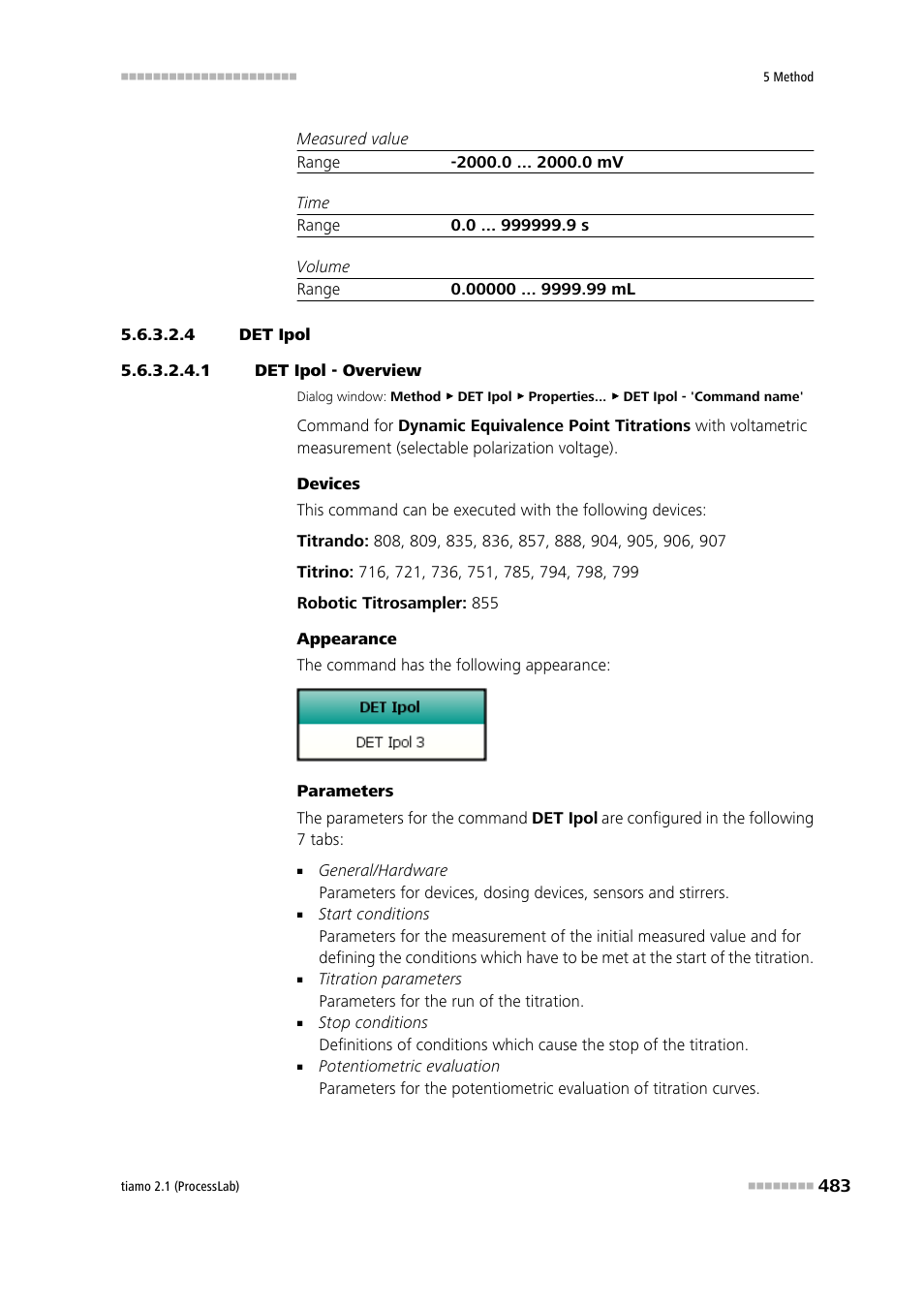 4 det ipol, 1 det ipol - overview, Det u | Metrohm tiamo 2.1 (ProcessLab) User Manual | Page 499 / 1602