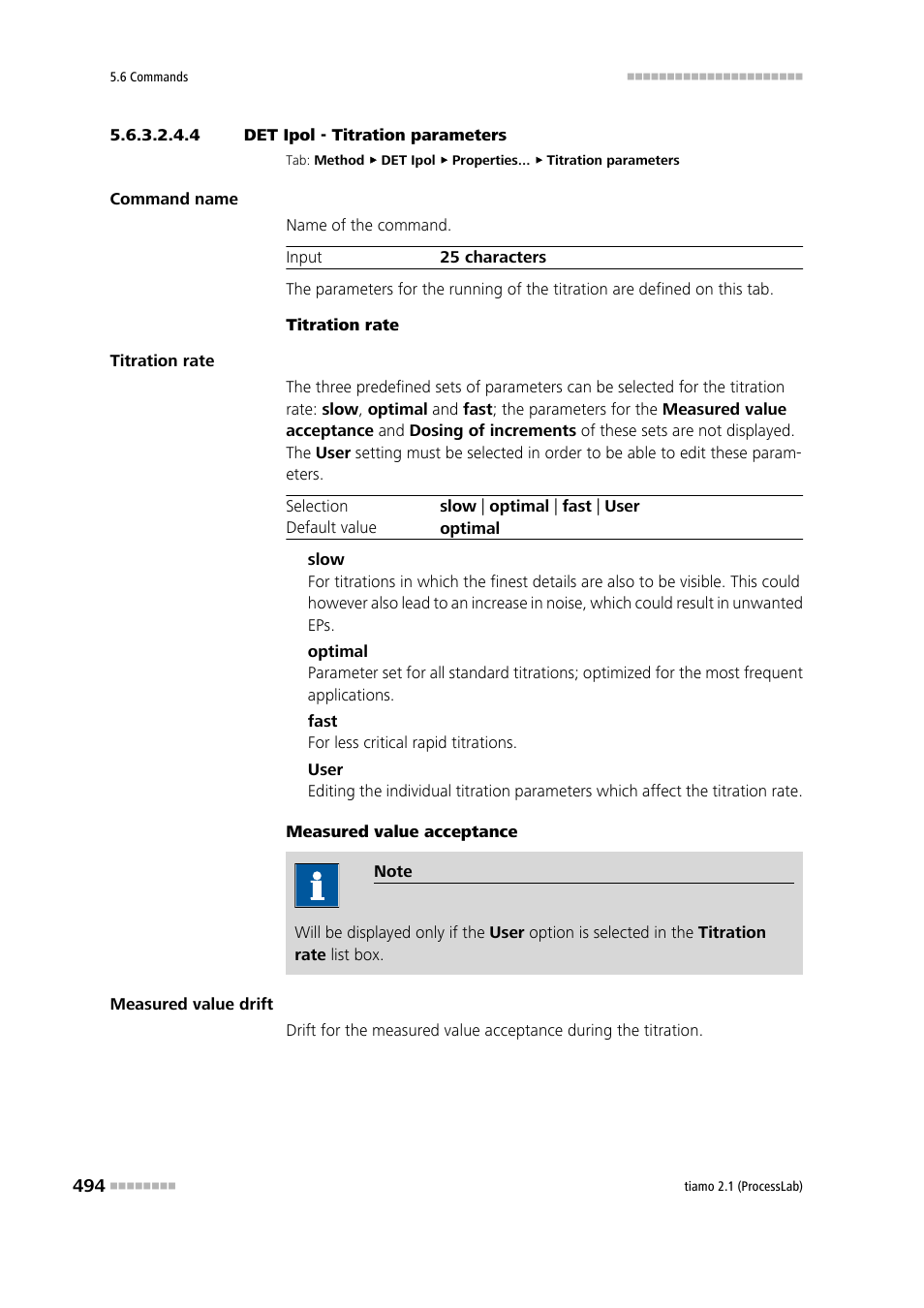 4 det ipol - titration parameters, Titration parameters | Metrohm tiamo 2.1 (ProcessLab) User Manual | Page 510 / 1602
