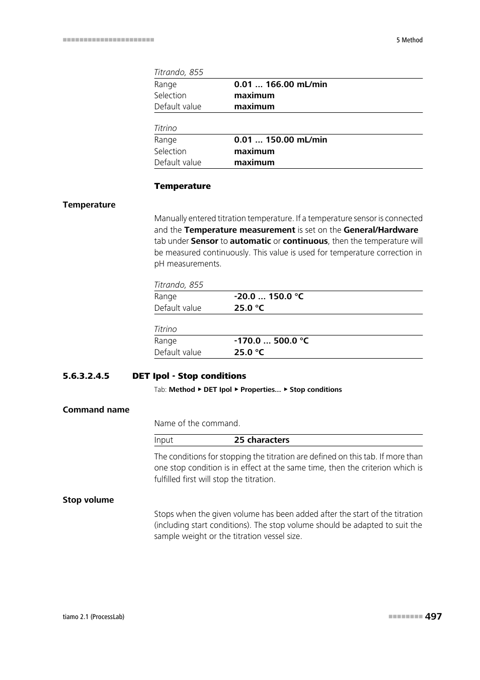 5 det ipol - stop conditions, Stop conditions | Metrohm tiamo 2.1 (ProcessLab) User Manual | Page 513 / 1602