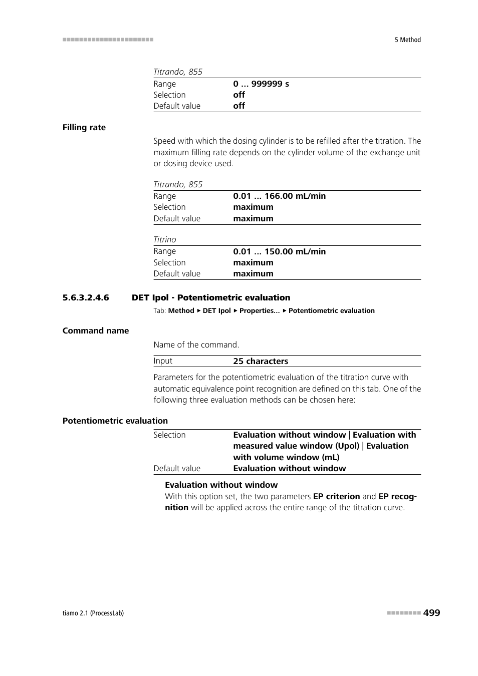 6 det ipol - potentiometric evaluation, Potentiometric evaluation | Metrohm tiamo 2.1 (ProcessLab) User Manual | Page 515 / 1602