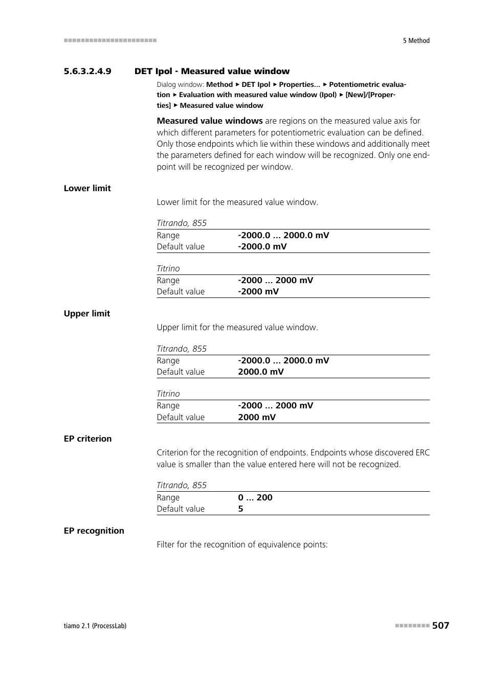 9 det ipol - measured value window | Metrohm tiamo 2.1 (ProcessLab) User Manual | Page 523 / 1602