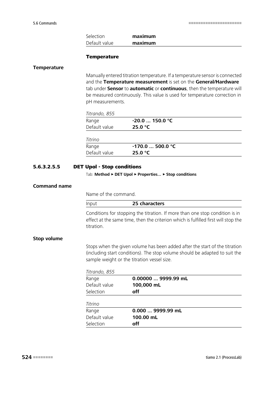 5 det upol - stop conditions, Stop conditions | Metrohm tiamo 2.1 (ProcessLab) User Manual | Page 540 / 1602