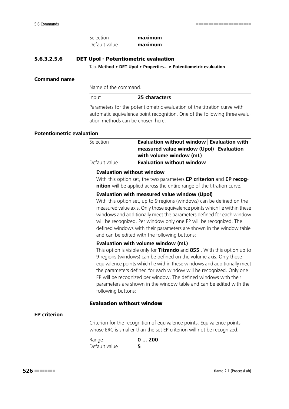 6 det upol - potentiometric evaluation, Potentiometric evaluation | Metrohm tiamo 2.1 (ProcessLab) User Manual | Page 542 / 1602