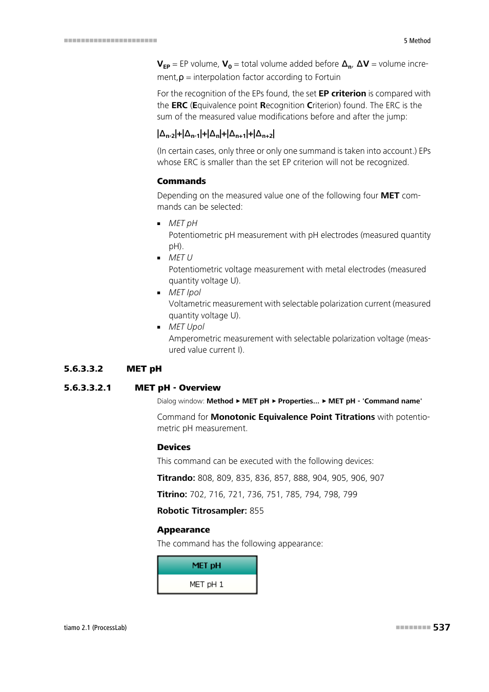 2 met ph, 1 met ph - overview | Metrohm tiamo 2.1 (ProcessLab) User Manual | Page 553 / 1602