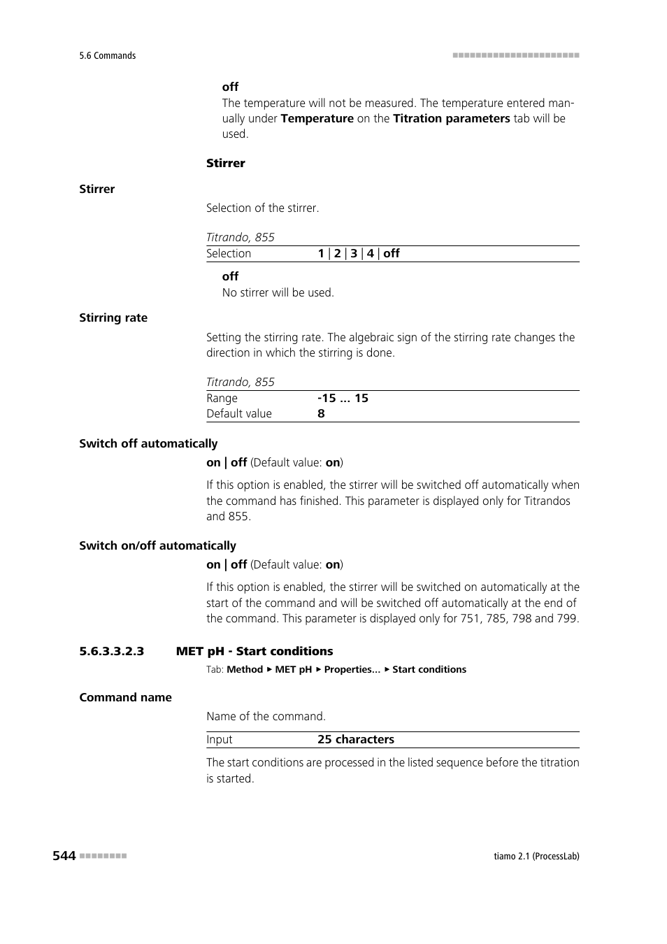 3 met ph - start conditions, Start conditions | Metrohm tiamo 2.1 (ProcessLab) User Manual | Page 560 / 1602