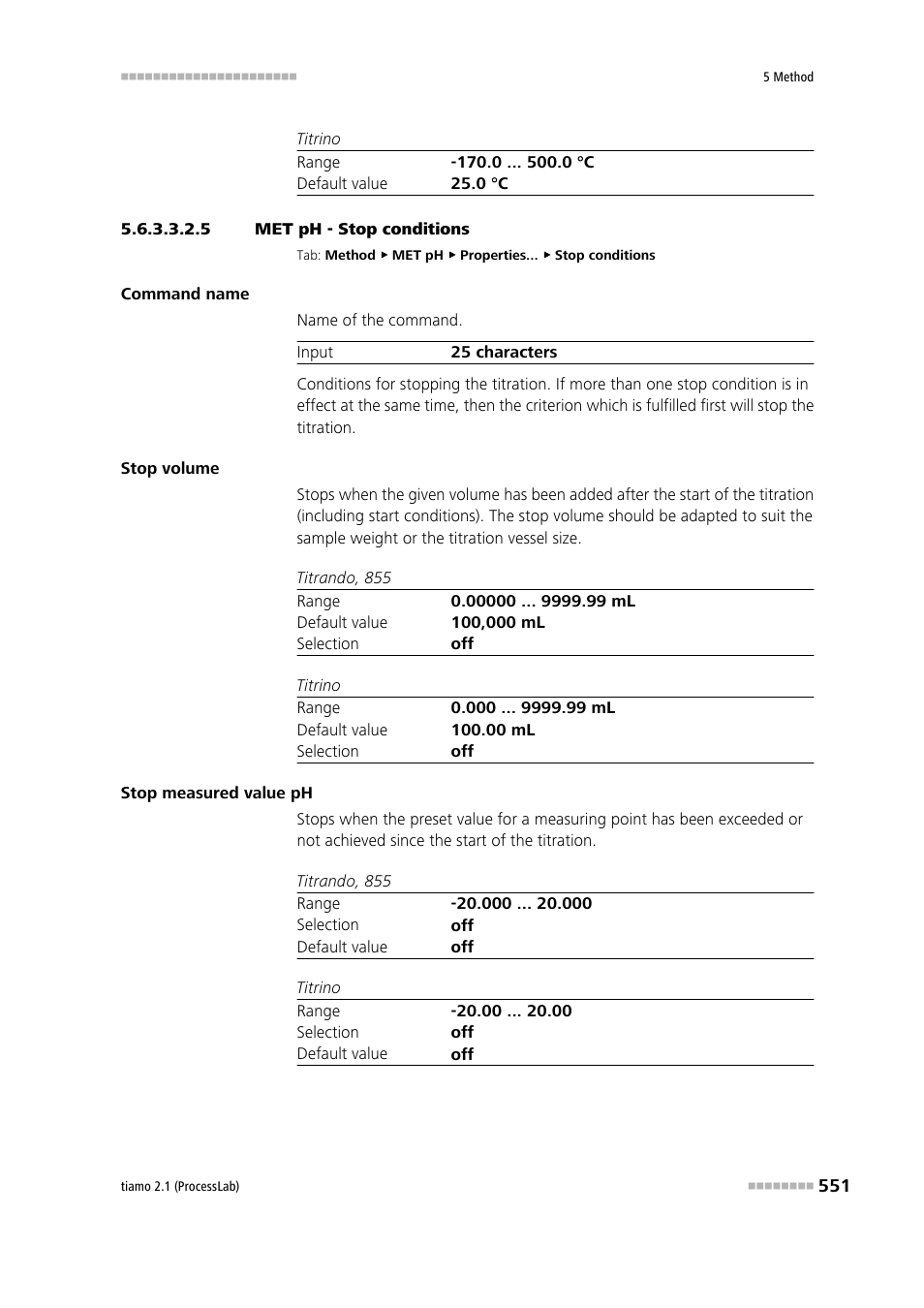 5 met ph - stop conditions, Stop conditions | Metrohm tiamo 2.1 (ProcessLab) User Manual | Page 567 / 1602