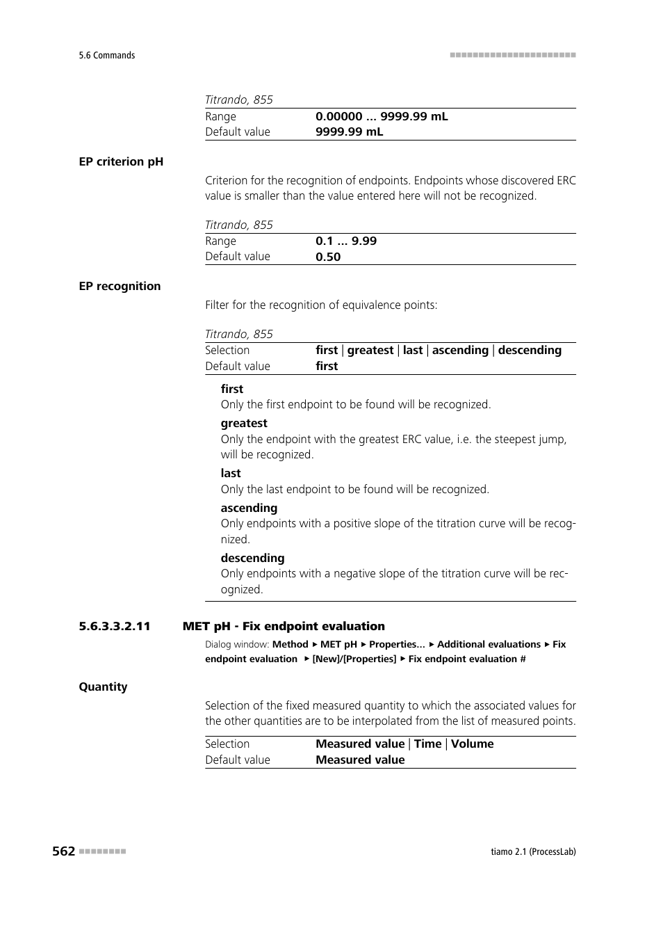 11 met ph - fix endpoint evaluation | Metrohm tiamo 2.1 (ProcessLab) User Manual | Page 578 / 1602