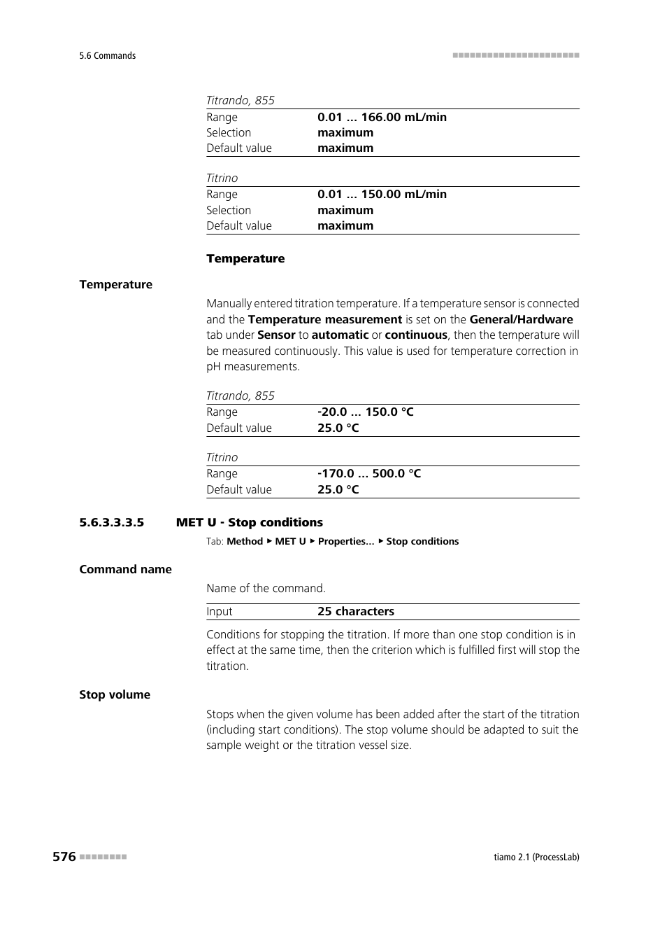 5 met u - stop conditions, Stop conditions | Metrohm tiamo 2.1 (ProcessLab) User Manual | Page 592 / 1602