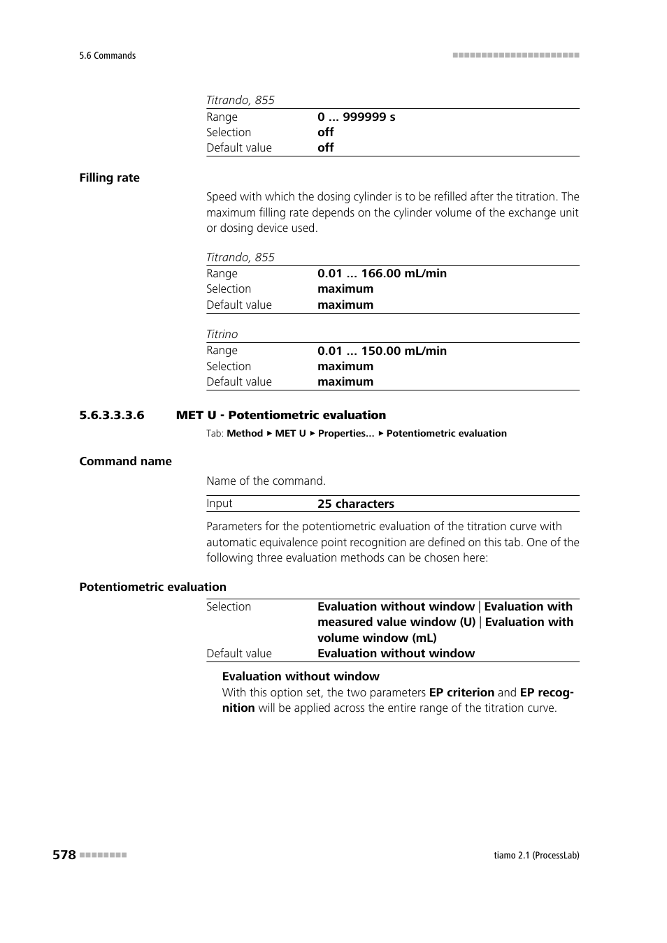 6 met u - potentiometric evaluation | Metrohm tiamo 2.1 (ProcessLab) User Manual | Page 594 / 1602