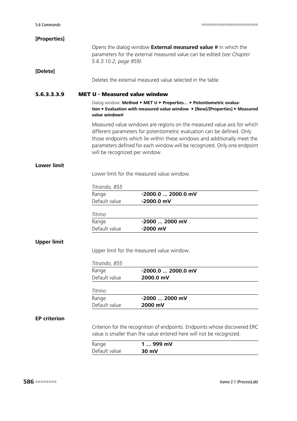 9 met u - measured value window | Metrohm tiamo 2.1 (ProcessLab) User Manual | Page 602 / 1602