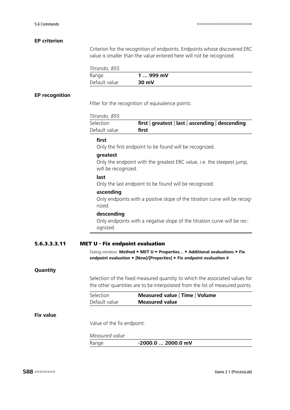 11 met u - fix endpoint evaluation | Metrohm tiamo 2.1 (ProcessLab) User Manual | Page 604 / 1602