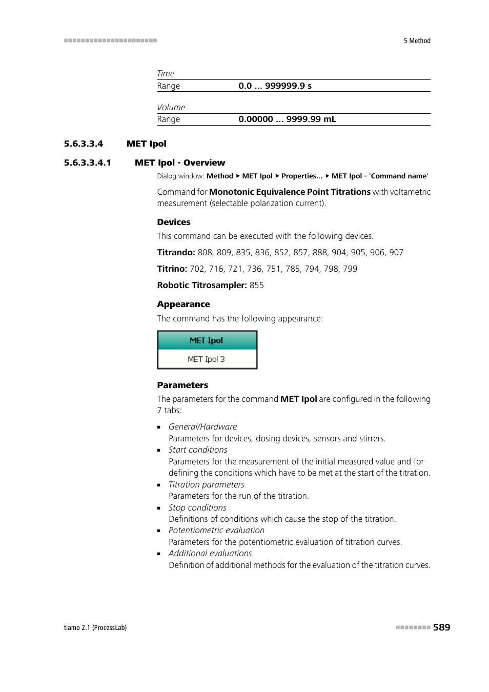 4 met ipol, 1 met ipol - overview, Met ipol | Metrohm tiamo 2.1 (ProcessLab) User Manual | Page 605 / 1602