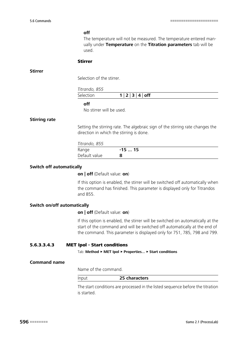 3 met ipol - start conditions, Start conditions | Metrohm tiamo 2.1 (ProcessLab) User Manual | Page 612 / 1602