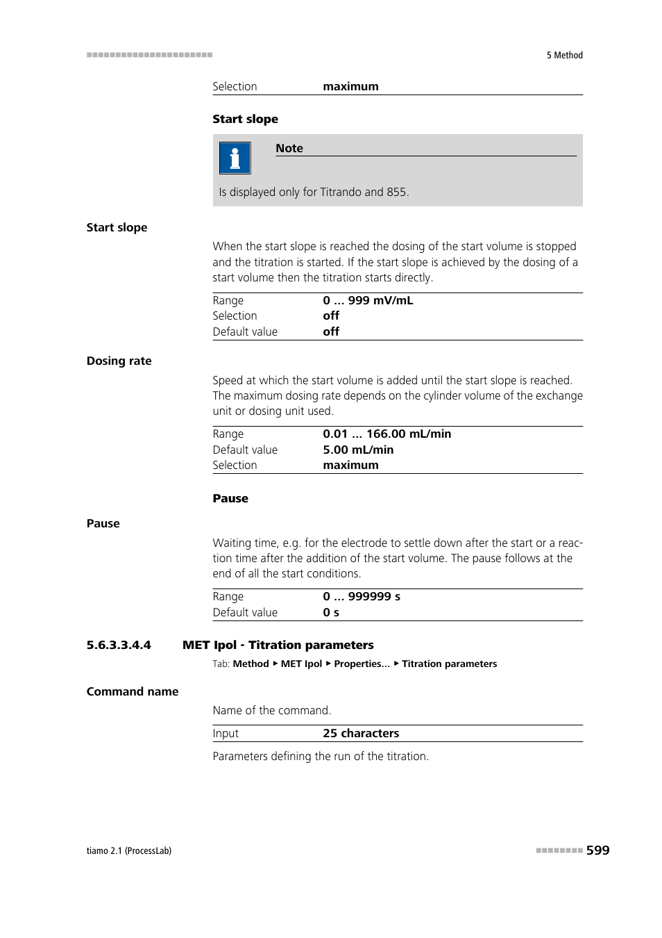 4 met ipol - titration parameters, Titration parameters | Metrohm tiamo 2.1 (ProcessLab) User Manual | Page 615 / 1602