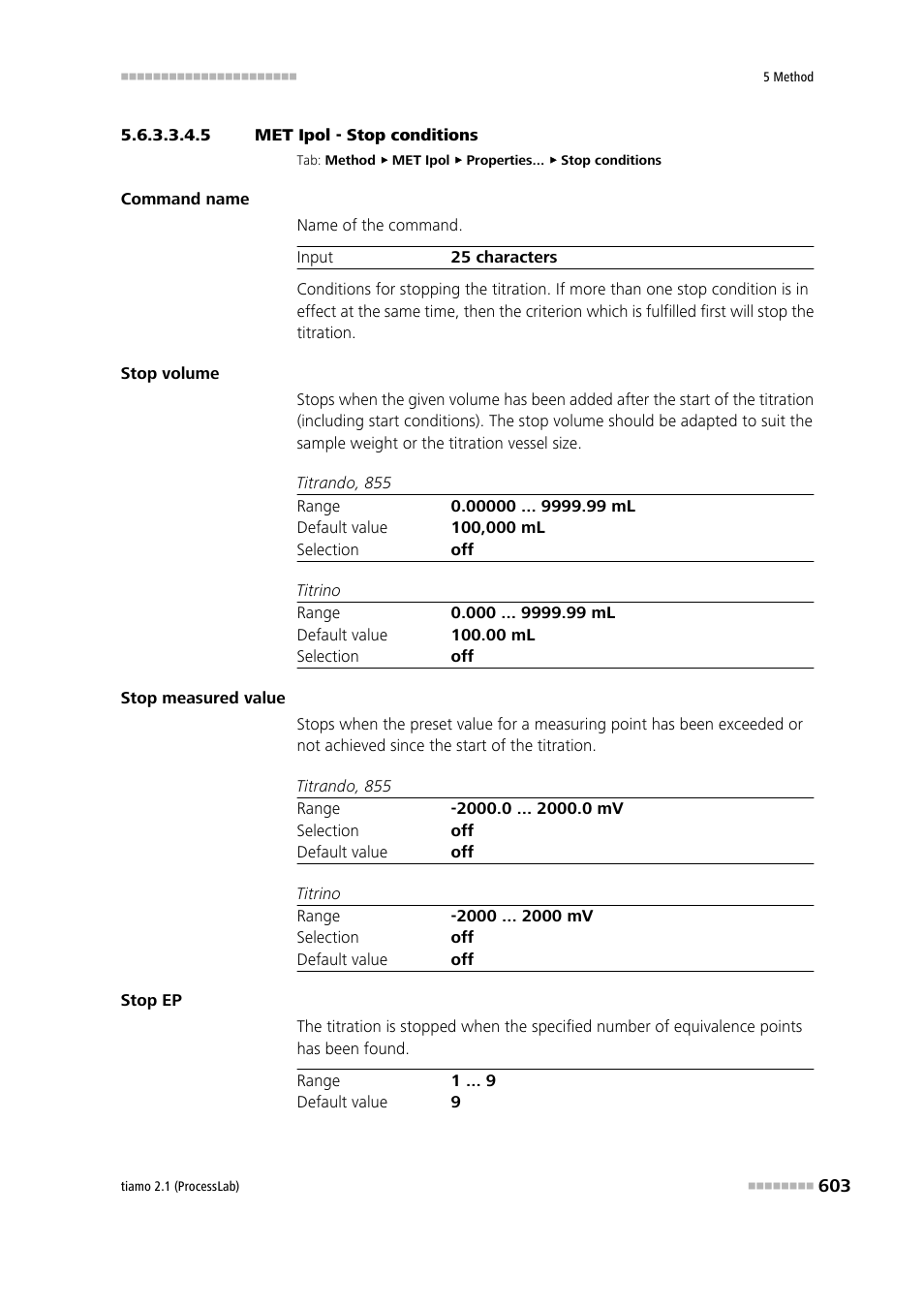 5 met ipol - stop conditions, Stop conditions | Metrohm tiamo 2.1 (ProcessLab) User Manual | Page 619 / 1602