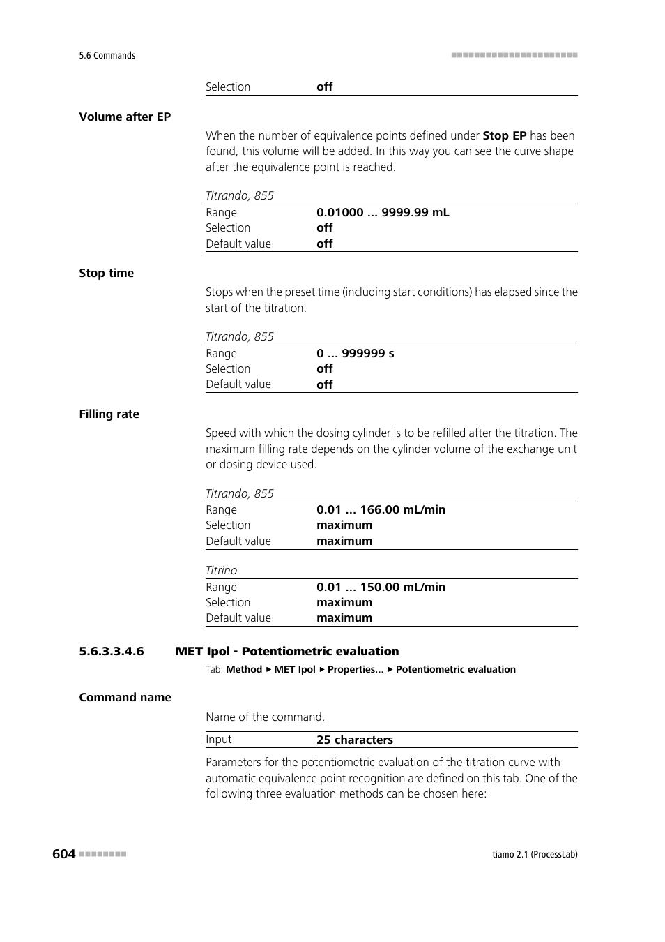 6 met ipol - potentiometric evaluation, Potentiometric evaluation | Metrohm tiamo 2.1 (ProcessLab) User Manual | Page 620 / 1602