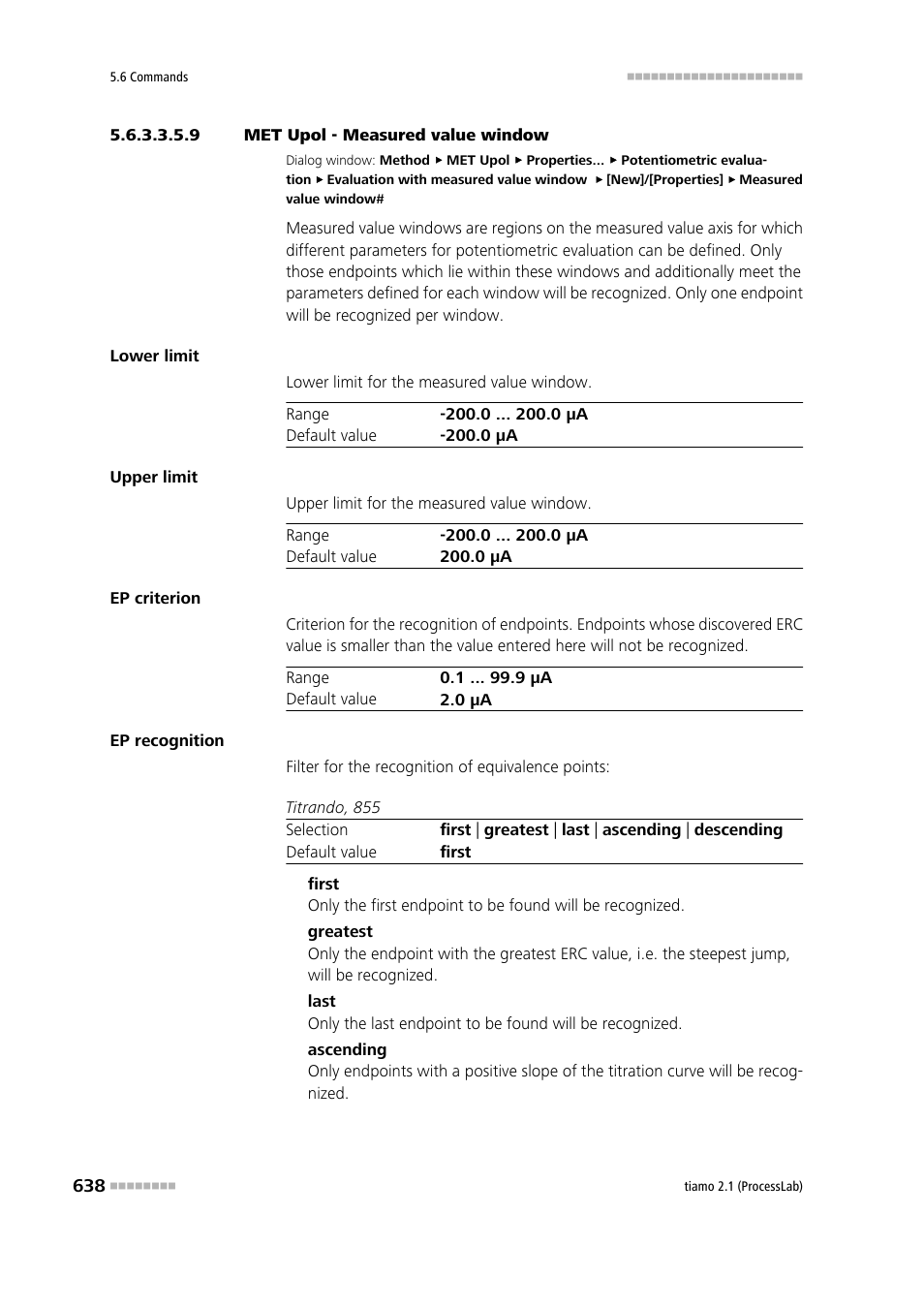 9 met upol - measured value window | Metrohm tiamo 2.1 (ProcessLab) User Manual | Page 654 / 1602