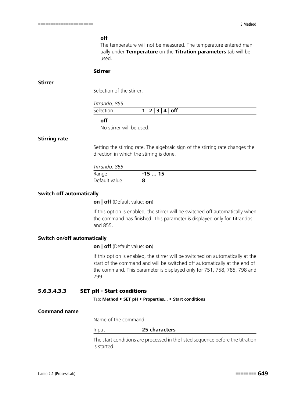 3 set ph - start conditions, Start conditions | Metrohm tiamo 2.1 (ProcessLab) User Manual | Page 665 / 1602