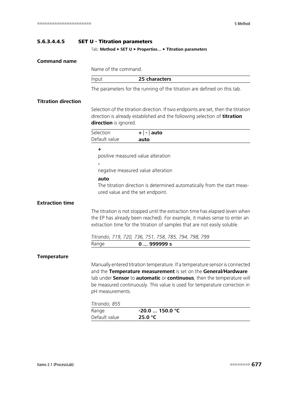 5 set u - titration parameters, Titration parameters | Metrohm tiamo 2.1 (ProcessLab) User Manual | Page 693 / 1602