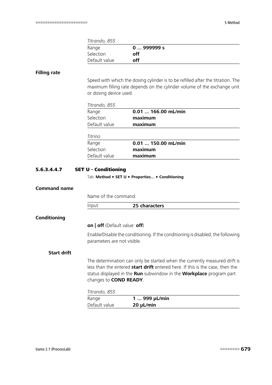 7 set u - conditioning, Conditioning | Metrohm tiamo 2.1 (ProcessLab) User Manual | Page 695 / 1602