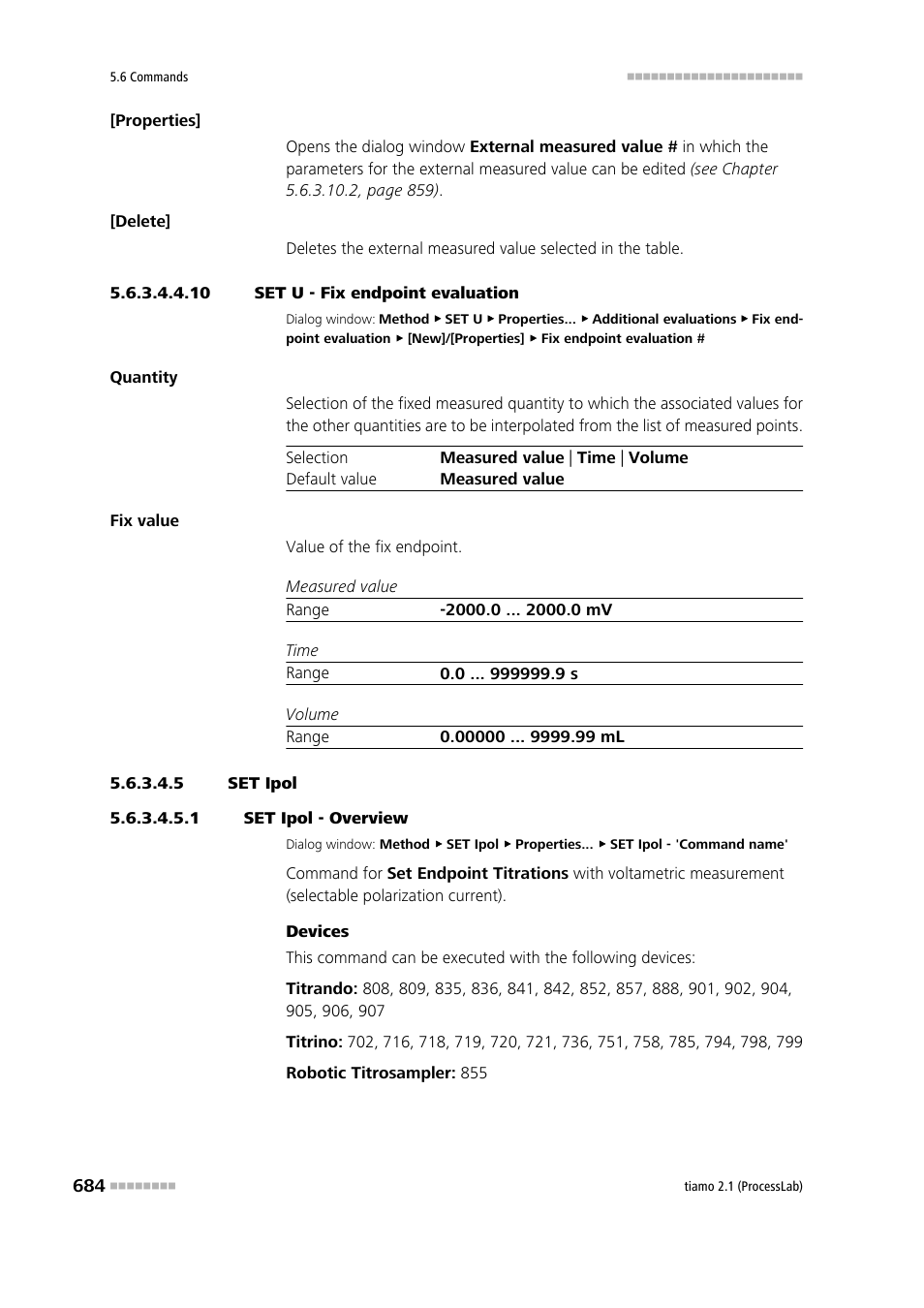 10 set u - fix endpoint evaluation, 5 set ipol, 1 set ipol - overview | Set ipol | Metrohm tiamo 2.1 (ProcessLab) User Manual | Page 700 / 1602