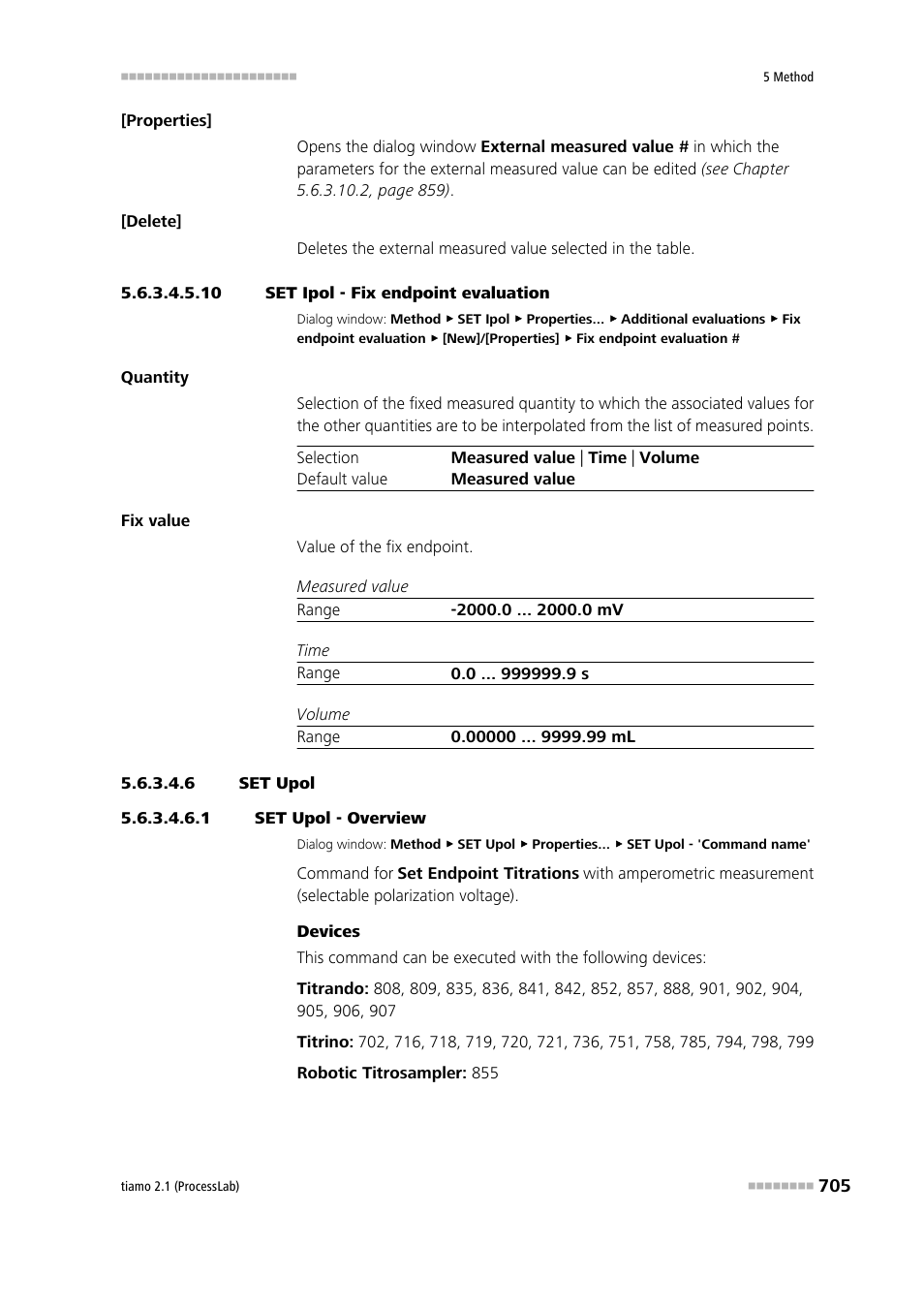 10 set ipol - fix endpoint evaluation, 6 set upol, 1 set upol - overview | Set upol | Metrohm tiamo 2.1 (ProcessLab) User Manual | Page 721 / 1602
