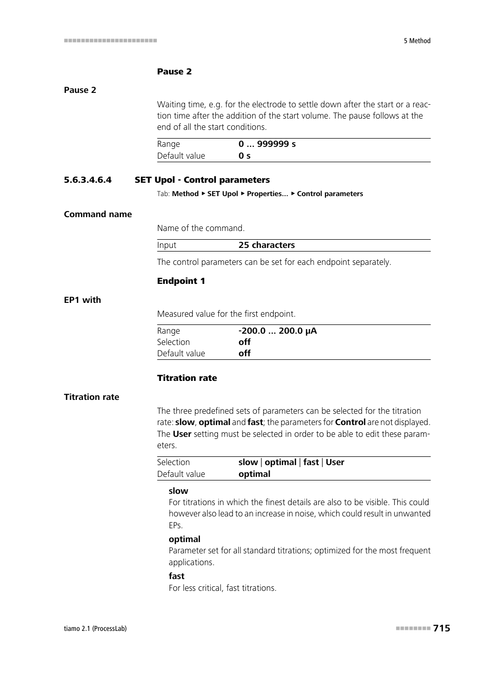 4 set upol - control parameters, Control parameters | Metrohm tiamo 2.1 (ProcessLab) User Manual | Page 731 / 1602