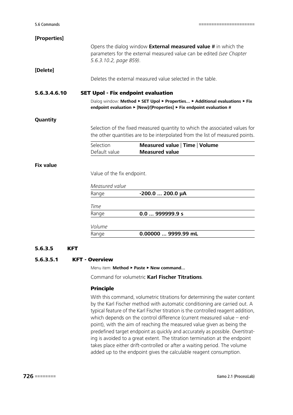 10 set upol - fix endpoint evaluation, 5 kft, 1 kft - overview | Metrohm tiamo 2.1 (ProcessLab) User Manual | Page 742 / 1602