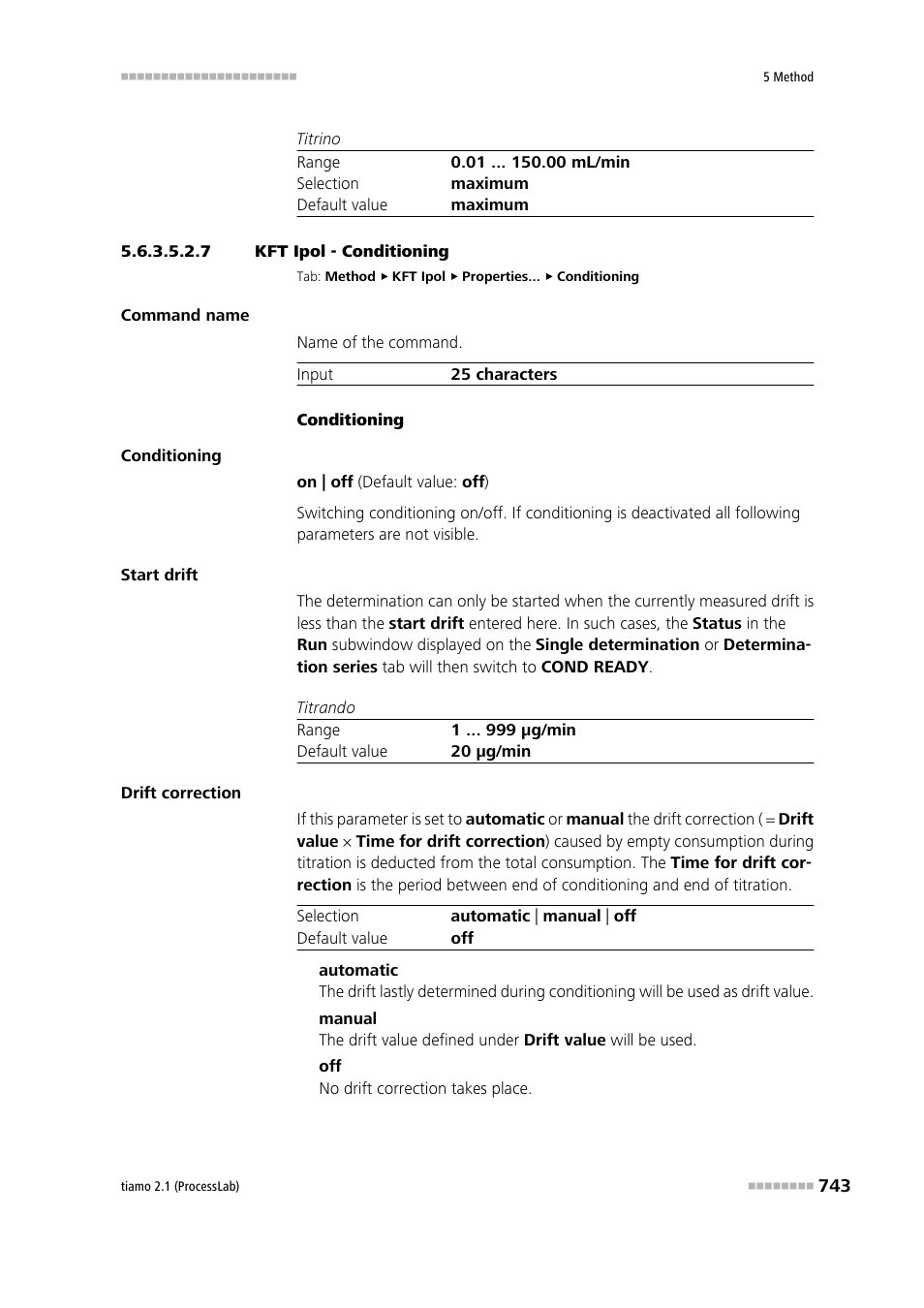 7 kft ipol - conditioning, Conditioning | Metrohm tiamo 2.1 (ProcessLab) User Manual | Page 759 / 1602