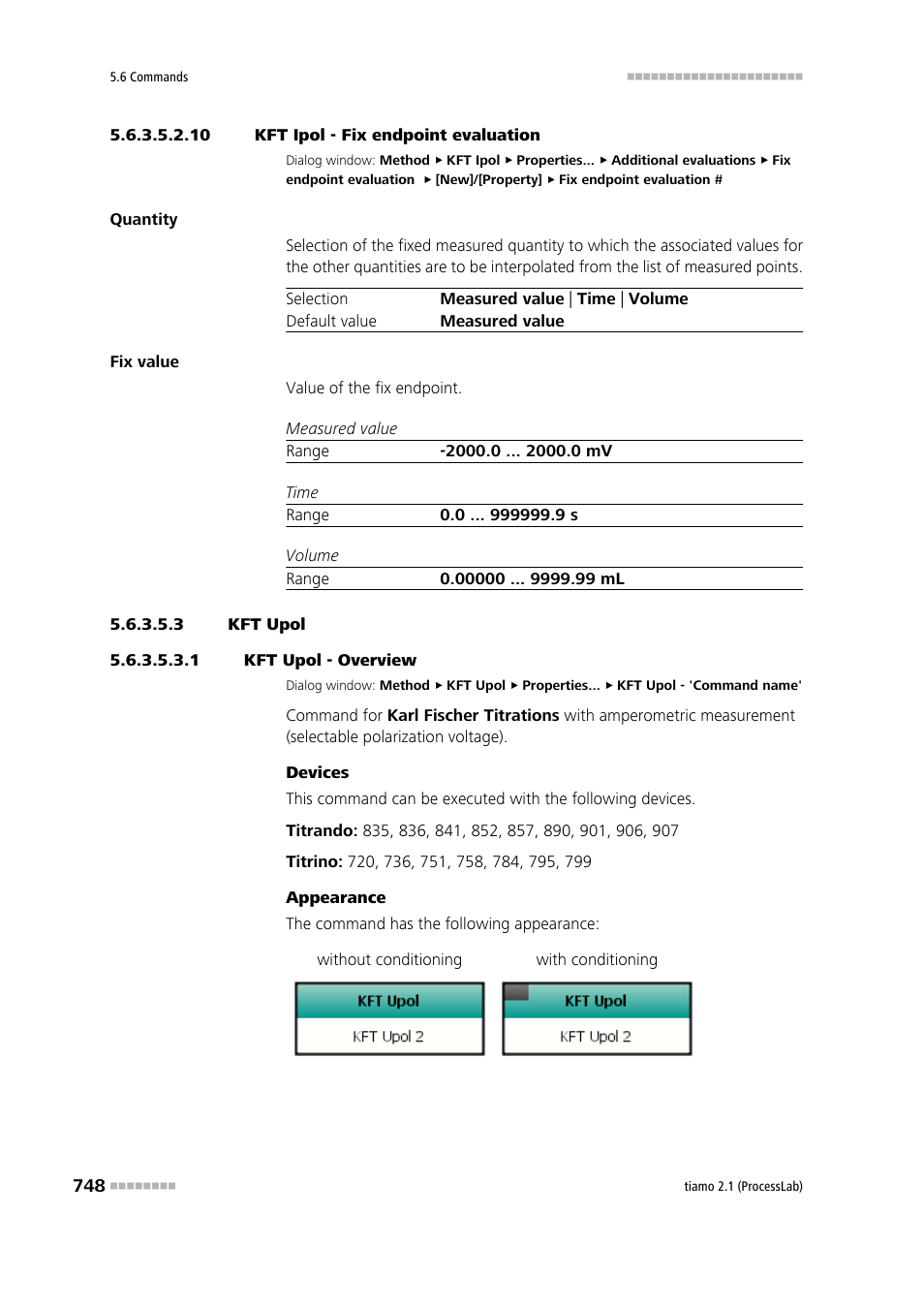 10 kft ipol - fix endpoint evaluation, 3 kft upol, 1 kft upol - overview | Kft upol | Metrohm tiamo 2.1 (ProcessLab) User Manual | Page 764 / 1602