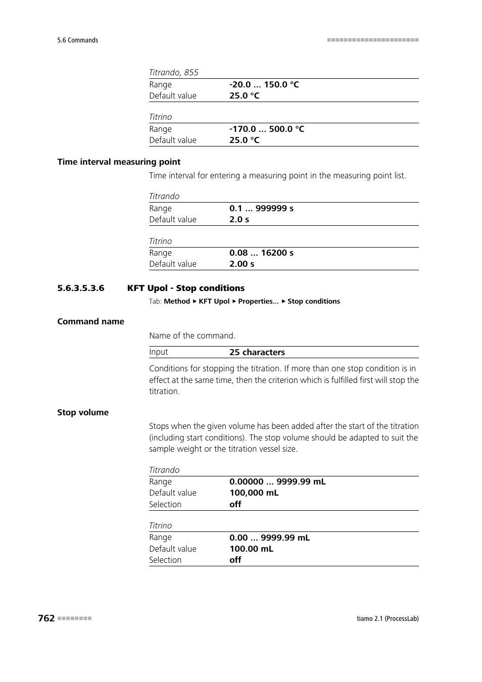 6 kft upol - stop conditions, Stop conditions | Metrohm tiamo 2.1 (ProcessLab) User Manual | Page 778 / 1602