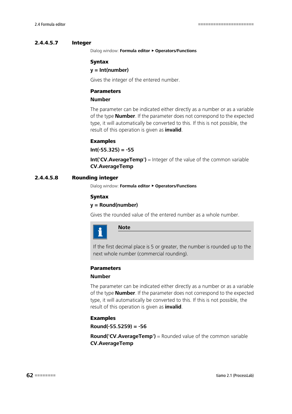 7 integer, 8 rounding integer, Integer (int) | Round integer | Metrohm tiamo 2.1 (ProcessLab) User Manual | Page 78 / 1602