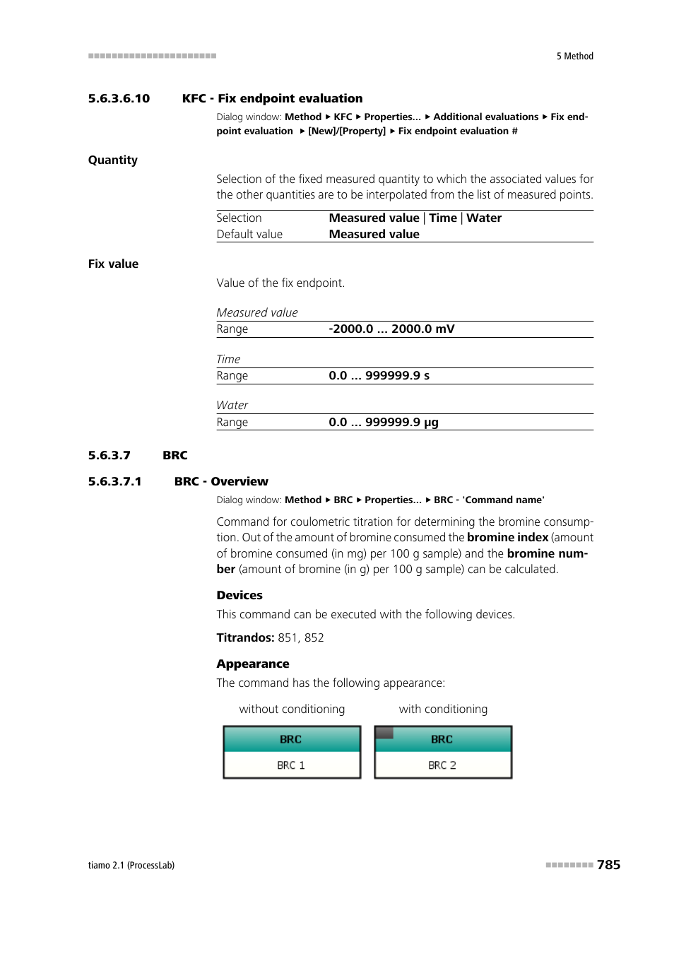 10 kfc - fix endpoint evaluation, 7 brc, 1 brc - overview | Metrohm tiamo 2.1 (ProcessLab) User Manual | Page 801 / 1602