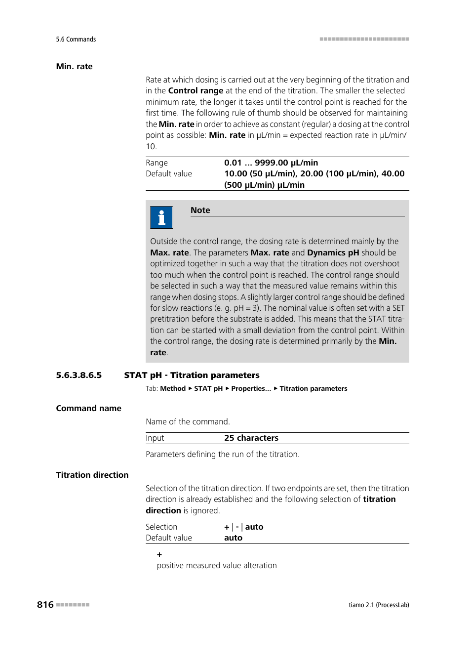 5 stat ph - titration parameters, Titration parameters | Metrohm tiamo 2.1 (ProcessLab) User Manual | Page 832 / 1602