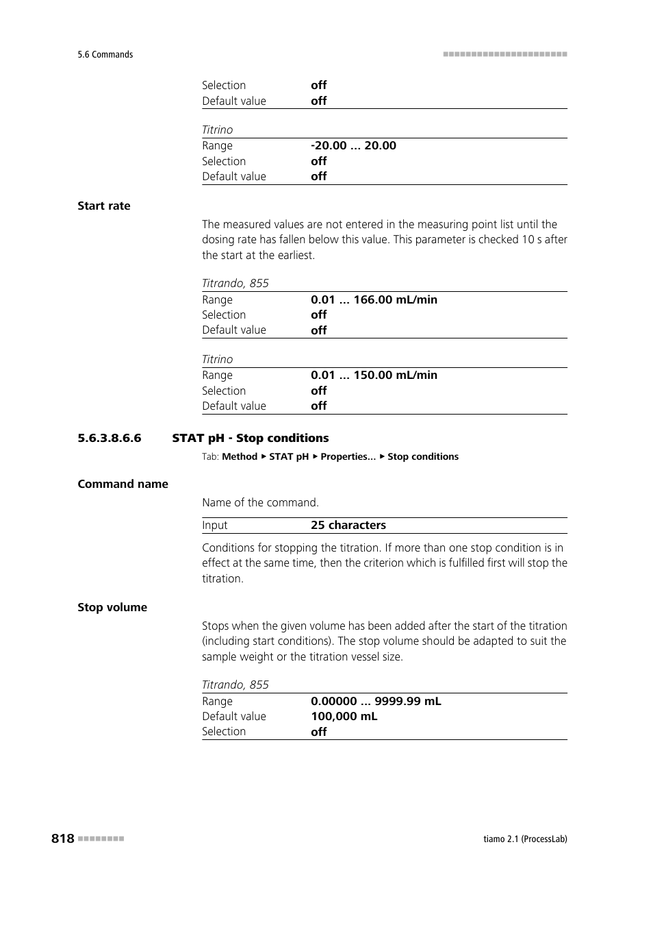 6 stat ph - stop conditions, Stop conditions | Metrohm tiamo 2.1 (ProcessLab) User Manual | Page 834 / 1602