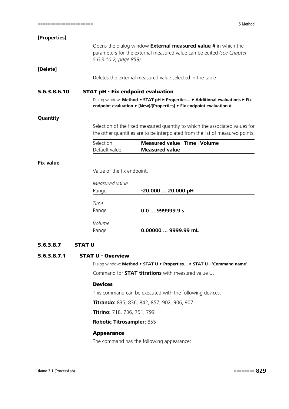 10 stat ph - fix endpoint evaluation, 7 stat u, 1 stat u - overview | Metrohm tiamo 2.1 (ProcessLab) User Manual | Page 845 / 1602