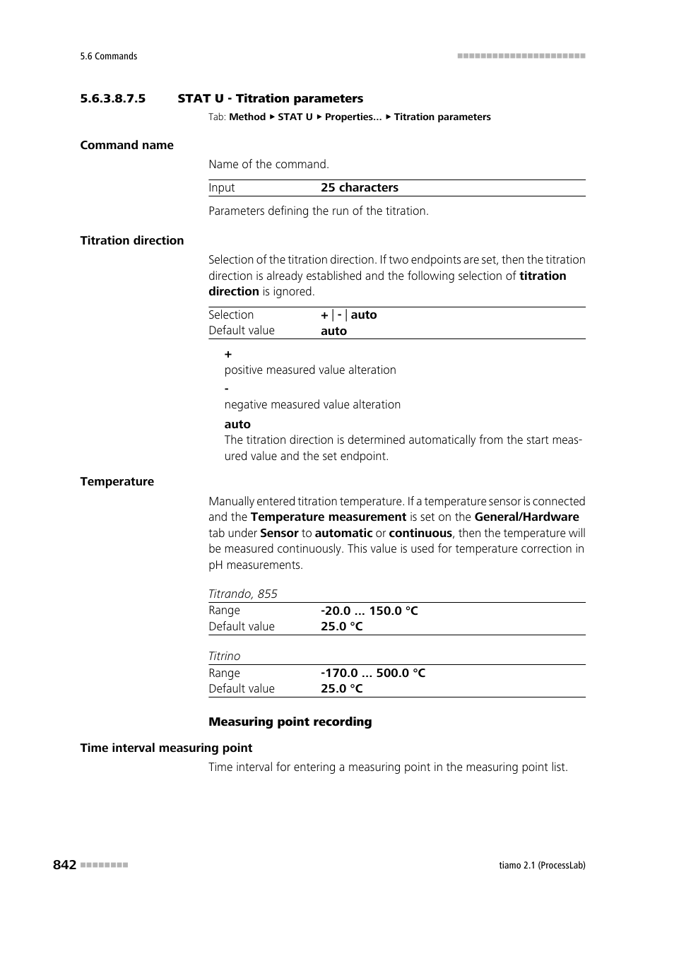 5 stat u - titration parameters, Titration parameters | Metrohm tiamo 2.1 (ProcessLab) User Manual | Page 858 / 1602