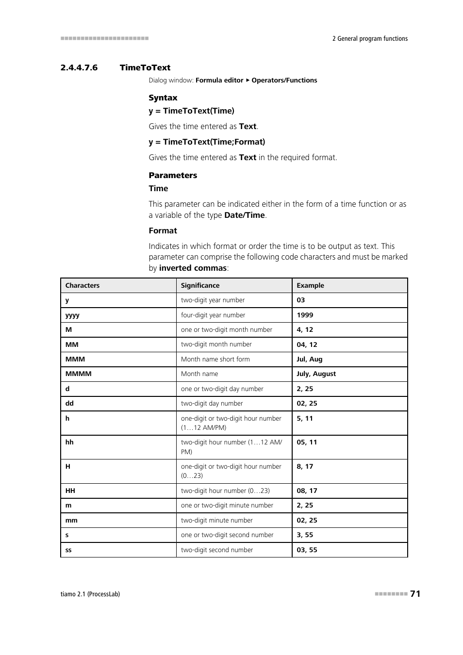 6 timetotext, Timetotext | Metrohm tiamo 2.1 (ProcessLab) User Manual | Page 87 / 1602