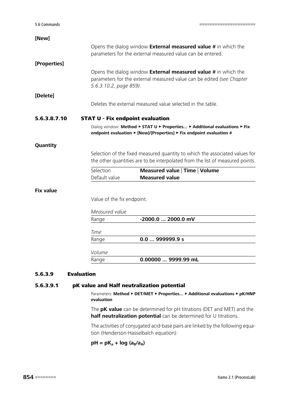 10 stat u - fix endpoint evaluation, 9 evaluation, 1 pk value and half neutralization potential | Metrohm tiamo 2.1 (ProcessLab) User Manual | Page 870 / 1602