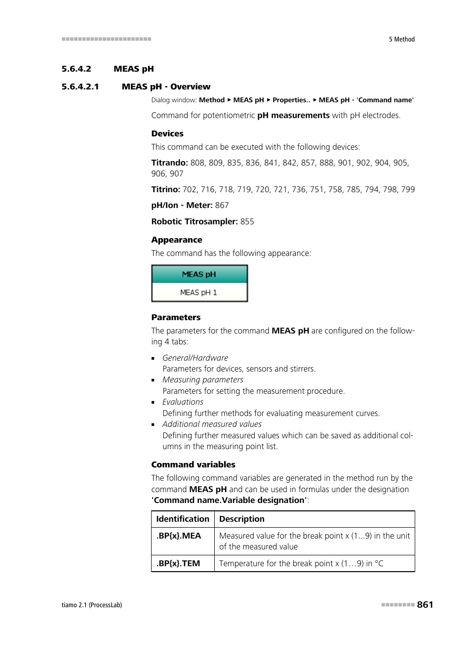 2 meas ph, 1 meas ph - overview, Meas ph | Metrohm tiamo 2.1 (ProcessLab) User Manual | Page 877 / 1602