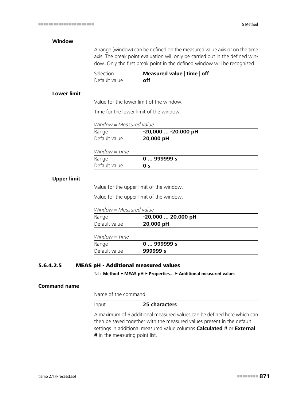 5 meas ph - additional measured values, Additional measured values | Metrohm tiamo 2.1 (ProcessLab) User Manual | Page 887 / 1602