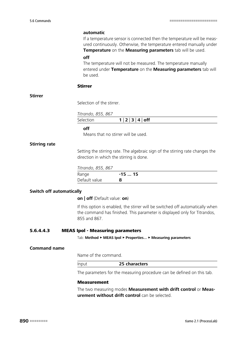 3 meas ipol - measuring parameters, Measuring parameters | Metrohm tiamo 2.1 (ProcessLab) User Manual | Page 906 / 1602