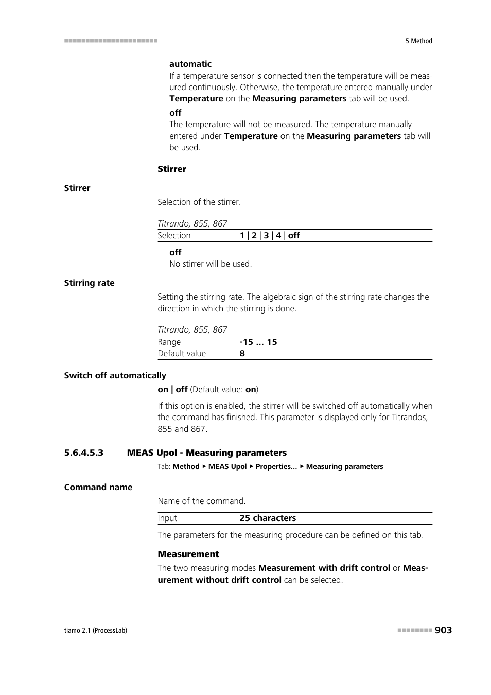 3 meas upol - measuring parameters, Measuring parameters | Metrohm tiamo 2.1 (ProcessLab) User Manual | Page 919 / 1602