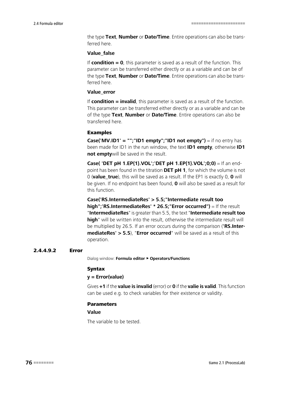 2 error, Error | Metrohm tiamo 2.1 (ProcessLab) User Manual | Page 92 / 1602