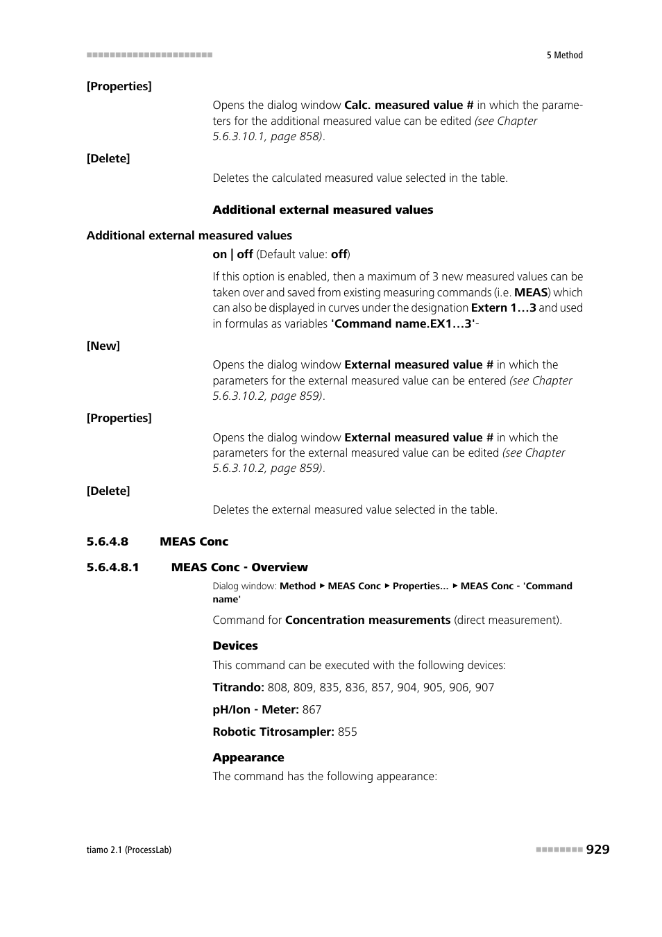 8 meas conc, 1 meas conc - overview, Meas conc | Metrohm tiamo 2.1 (ProcessLab) User Manual | Page 945 / 1602