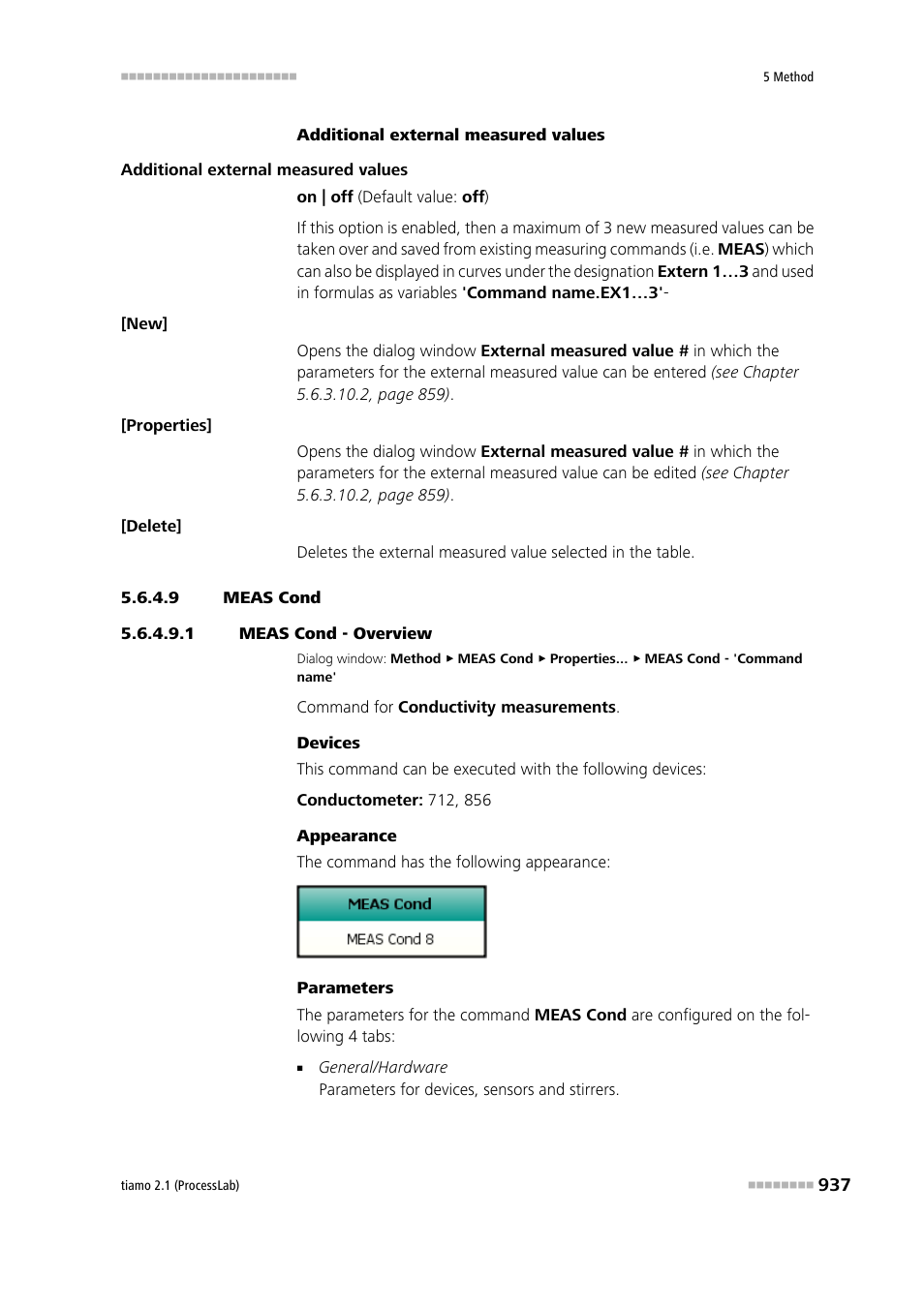 9 meas cond, 1 meas cond - overview, Meas cond | Metrohm tiamo 2.1 (ProcessLab) User Manual | Page 953 / 1602