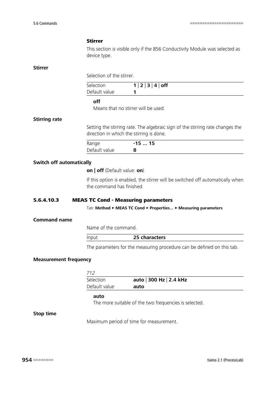 3 meas tc cond - measuring parameters | Metrohm tiamo 2.1 (ProcessLab) User Manual | Page 970 / 1602