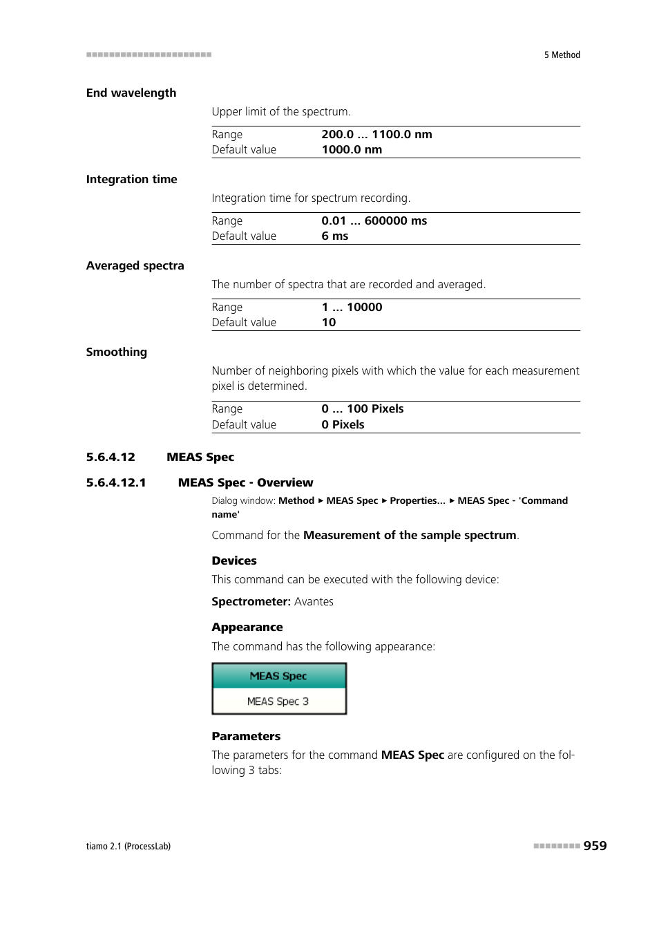 12 meas spec, 1 meas spec - overview, Meas spec | Metrohm tiamo 2.1 (ProcessLab) User Manual | Page 975 / 1602