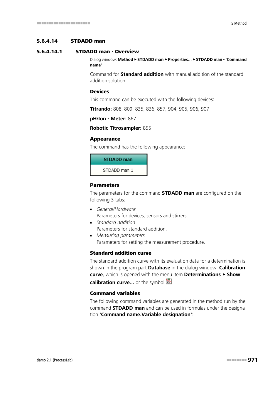 14 stdadd man, 1 stdadd man - overview, Stdadd man | Metrohm tiamo 2.1 (ProcessLab) User Manual | Page 987 / 1602