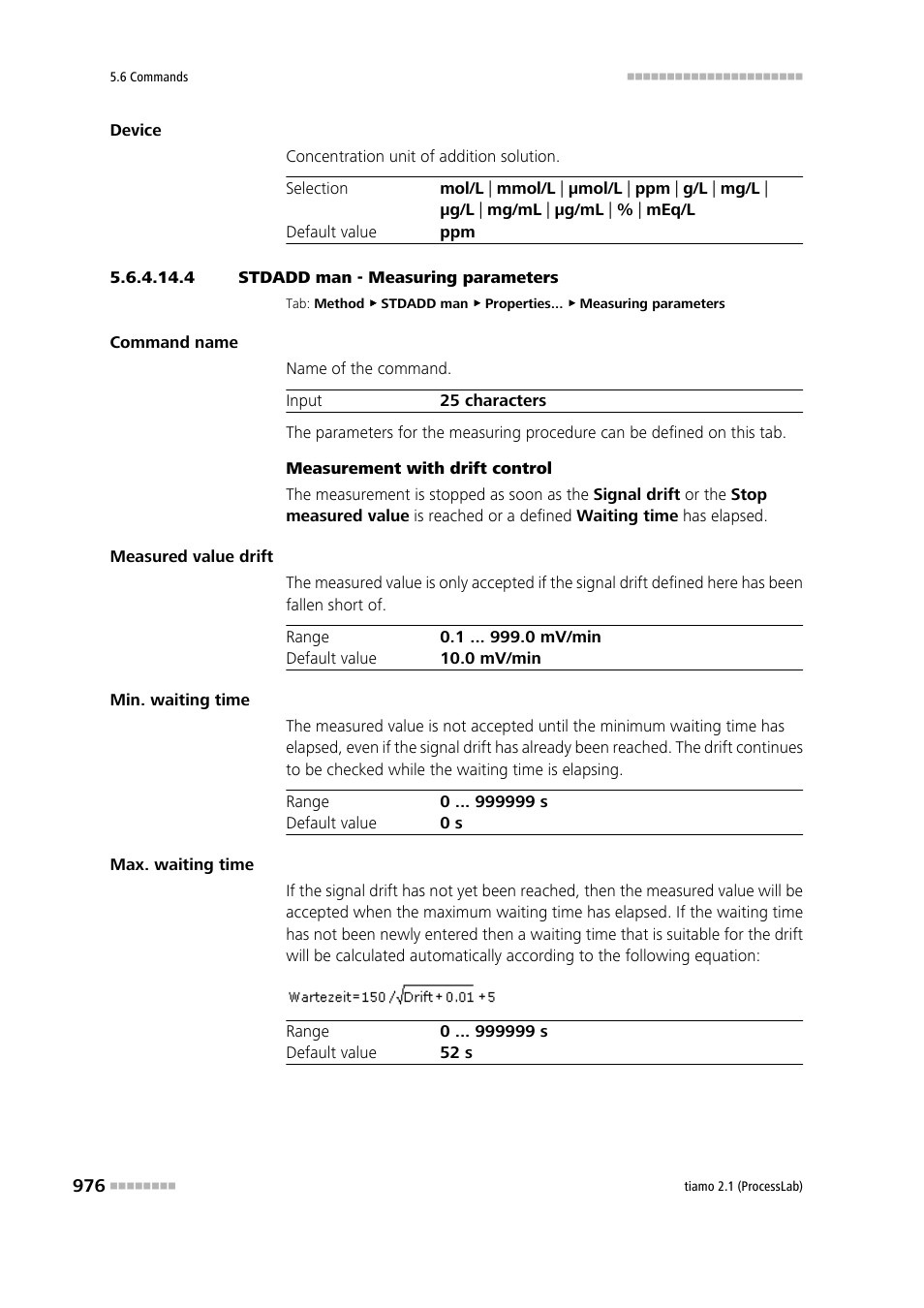4 stdadd man - measuring parameters | Metrohm tiamo 2.1 (ProcessLab) User Manual | Page 992 / 1602